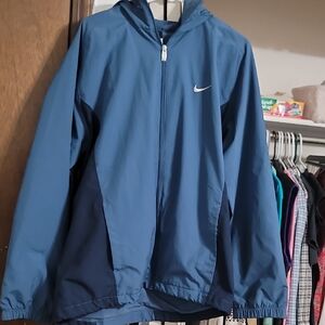 Nike' Blue Hooded Windbreaker Jacket